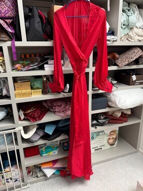 Red Satin  Maxi Dress